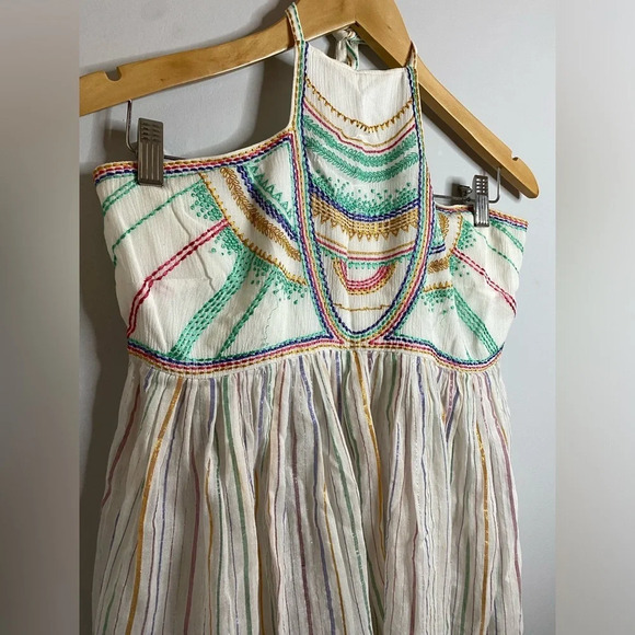 Anthropologie Floreat - Boho white halter top with multicoloured stitching - US4 - Picture 9 of 9